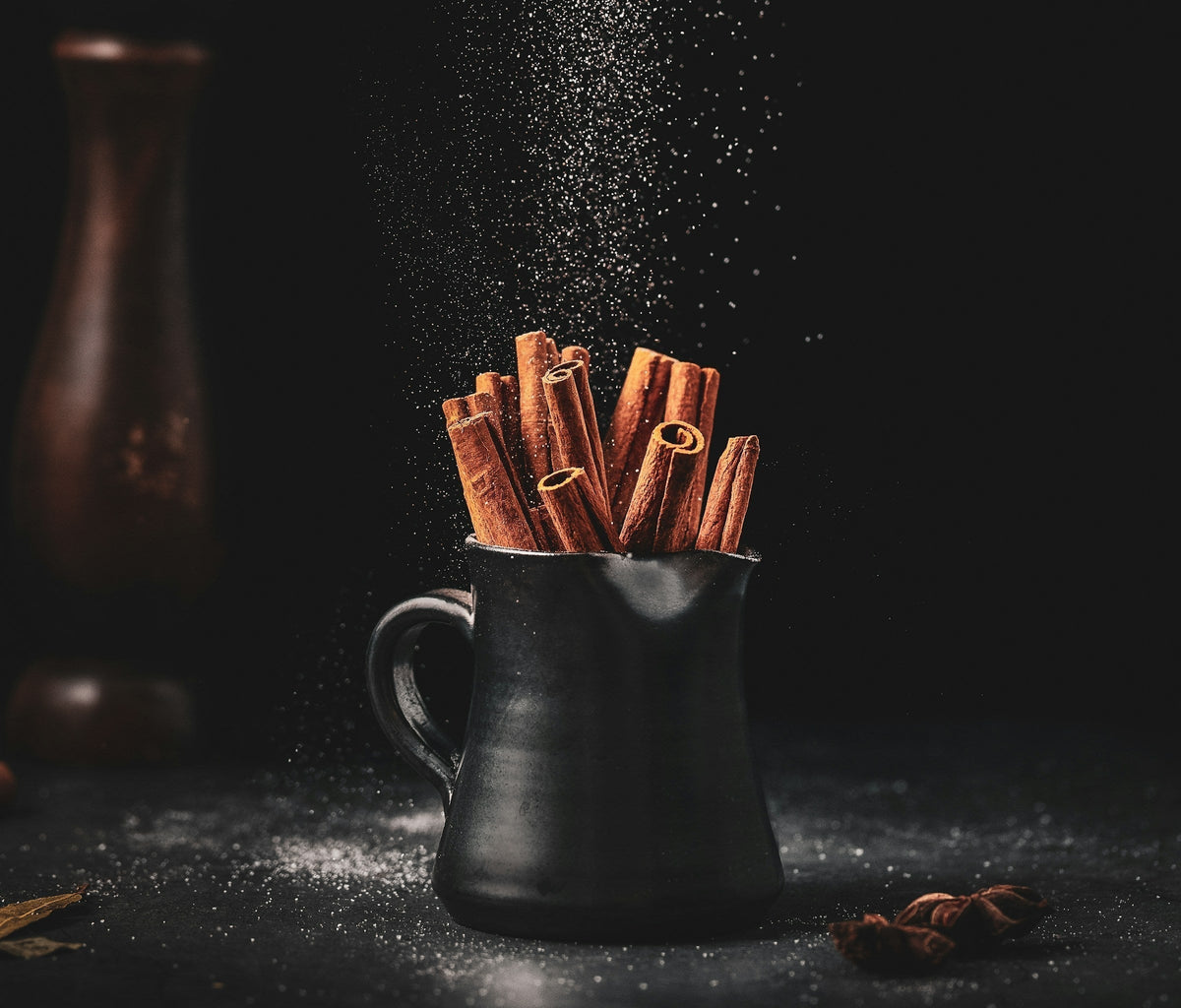 Cinnamon sticks dusted with sugar